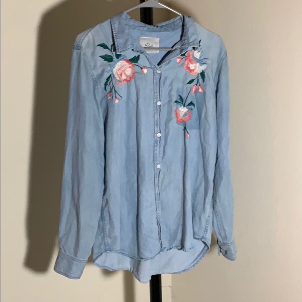 Rails Chambray Button-Down With Floral Embroidery - image 3